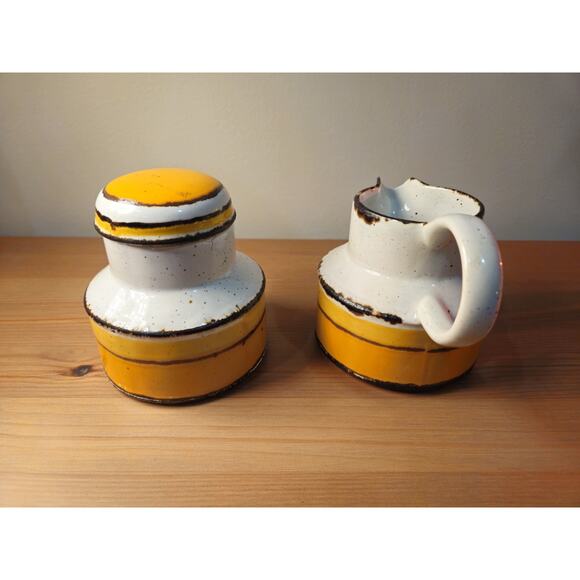 Stonehenge England Creamer & Canister Set – Yellow Band Mid Century 1970s - Picture 2 of 7